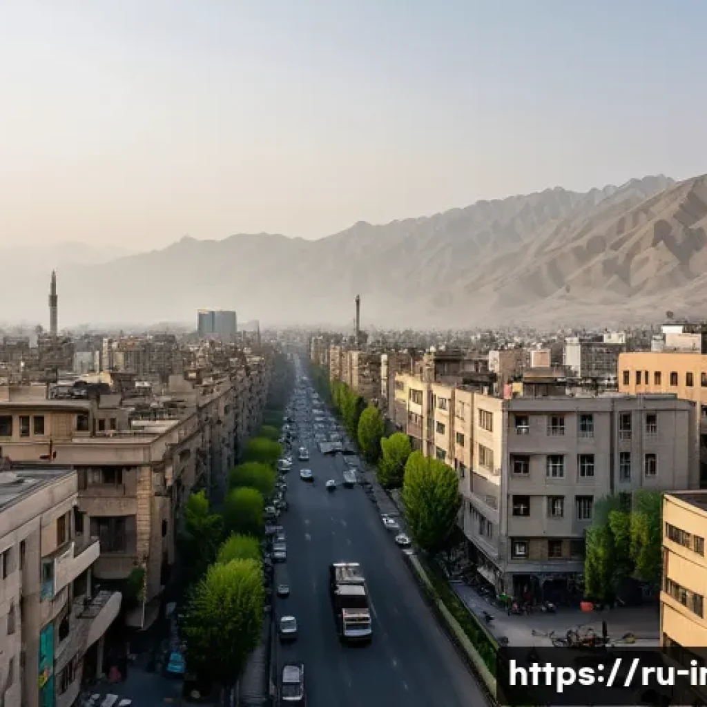 이란 사건과 사고 - **Tehran's Urban Haze and Resilience:** A sprawling, dense urban landscape of Tehran during a busy d...